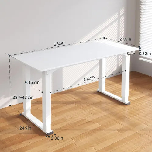 Miniatura 3 de SANODESK Escritorio de pie de 4 patas, escritorio eléctrico ajustable en altura con ajustes preestablecidos de memoria para oficina en casa, Blanco