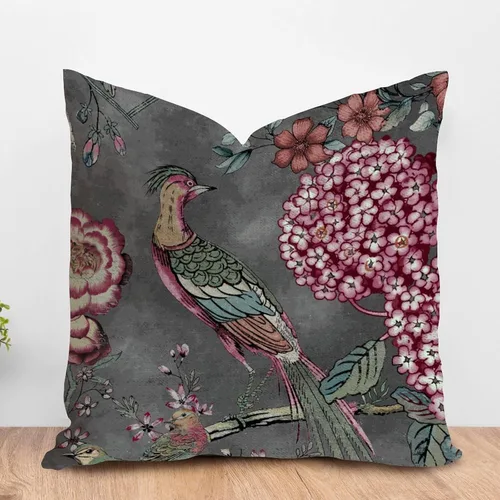 Miniatura 12 de ArogGeld Fundas de almohada de granja de camelia y pavo real, color rosa, rubor, chinoiserie, pájaro, blanco, lino, funda de cojín chinoiserie