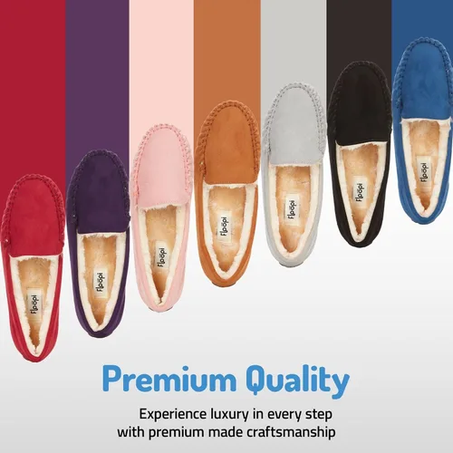 Miniatura 5 de Floopi Pantuflas para mujer, forro de piel sintética suave con espuma viscoelástica acogedora, pantuflas de casa para mujer con suela antideslizante