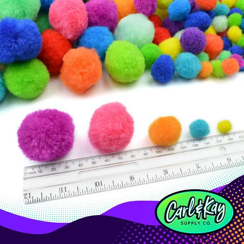Miniatura 6 de 410 unidades – Pompones Jumbo para suministros de manualidades – 360 pompones peludos de colores grandes y pequeños surtidos con 50 ojos saltones