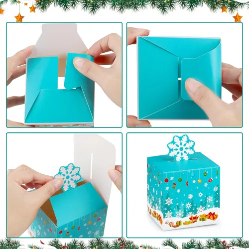 Miniatura 5 de 24 cajas de regalo de Navidad, caja de dulces de Navidad 3D para niños, galletas de Navidad, adornos de papel, cajas de Papá Noel para escuela