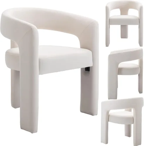 Miniatura 25 de Modern Barrel - Silla de comedor tapizada con brazos, cómoda silla auxiliar de terciopelo para sala de estar, oficina en casa, recepción