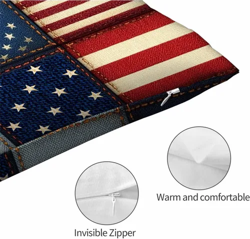 Miniatura 5 de Mugod Funda de cojín con diseño de bandera estadounidense a rayas y estrellas, funda de almohada para cama, sofá, oficina, decoración de 20 x 30