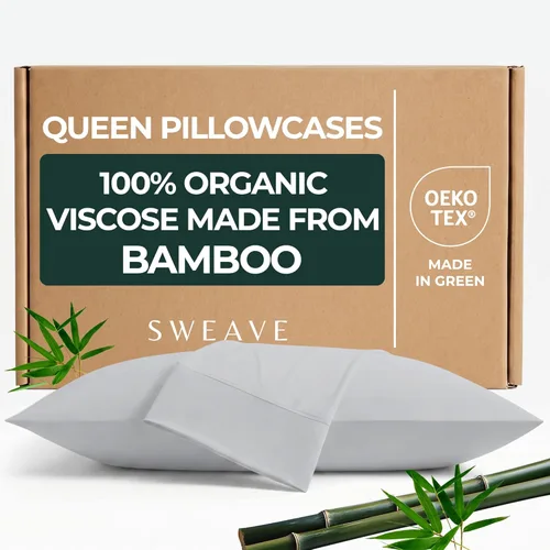 Miniatura 9 de Juego de 2 fundas de almohada tamaño King de viscosa de bambú 100% cultivadas orgánicamente, refrescantes y transpirables, suaves como la seda