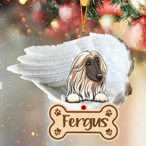 Miniatura 55 de Adorno de perro afgano de 1 ángel, adorno acrílico 2D personalizado conmemorativo para perros, regalo por pérdida de mascotas, regalo