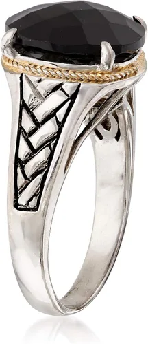 Miniatura 3 de Ross-Simons Black Onyx Braided Ring in Sterling Silver and 14kt Yellow Gold