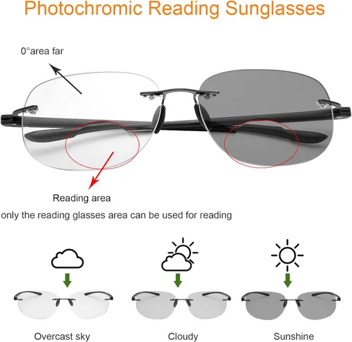 Miniatura 4 de YIMI Lentes de lectura bifocales fotocromáticos para hombres y mujeres, lectores de sol UV, para computadora, anti luz azul, lejos y cerca de doble