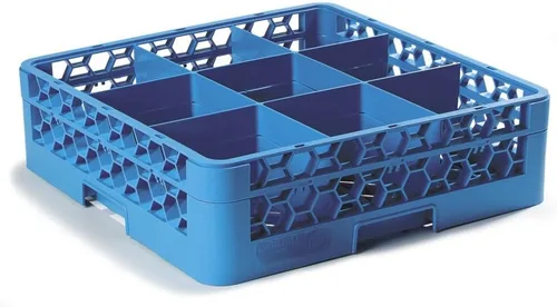Miniatura 61 de Carlisle FoodService Products RG9-214 OptiClean Estante de vidrio con 9 compartimentos con 2 extensores, 7.12 pulgadas, polipropileno, azul