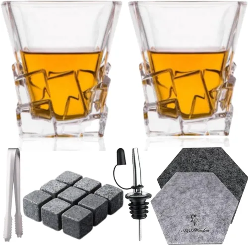 Miniatura 9 de A&A Wonders Juego de 9 piedras de whisky de alta calidad, 100% natural, de granito natural, cubos de hielo reutilizables para bebidas con bolsa de 9
