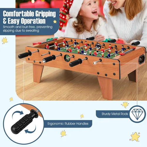 Miniatura 3 de Goplus Mesa de futbolín de 27 pulgadas, juego de fútbol de mesa portátil con 2 balones de fútbol y 18 protectores de fútbol para noche familiar
