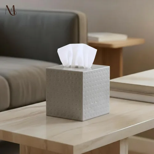 Miniatura 4 de Caja de pañuelos Monarch Abode Cuadrada – Caja de soporte de pañuelos de metal de peltre martillado a mano para accesorio de baño, cubo decorativo