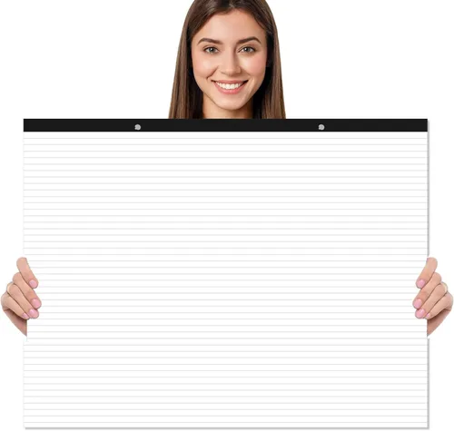 Miniatura 4 de Yaridar Bloc de papel rayado grande - Bloc de notas a rayas de 22 x 17 pulgadas, 50 hojas/100 páginas, bloc de notas de papel blanco de 3.53 oz/m²