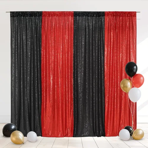 Miniatura 38 de Eternal Beauty Cortinas de fondo de lentejuelas rosadas, 2 paneles de 2 x 8 pies para San Valentín, Navidad, fiesta, cumpleaños, fotografía, boda
