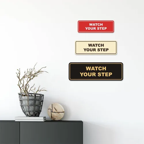 Miniatura 6 de Signs ByLITA Letrero estándar para pared o puerta con texto en inglés «Watch Your Step», señalización de salud y seguridad (negro), mediano