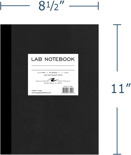 Miniatura 2 de ROARING SPRING Cuaderno de laboratorio, 120 páginas, 11 x 8.5 pulgadas, papel blanco a rayas de 5 x 5, copia única, fabricado en Estados Unidos