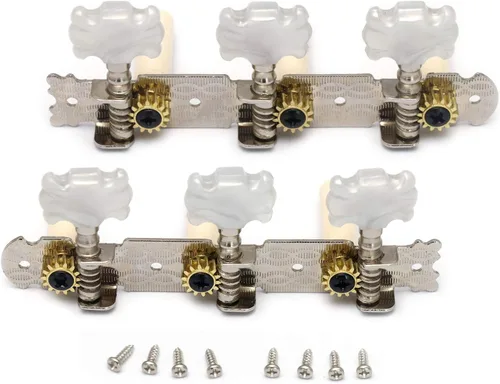 Miniatura 13 de 3 clavijas de afinación para guitarra chapadas en oro, llaves de afinación, afinadores de un solo agujero para guitarra clásica 3L 3R.