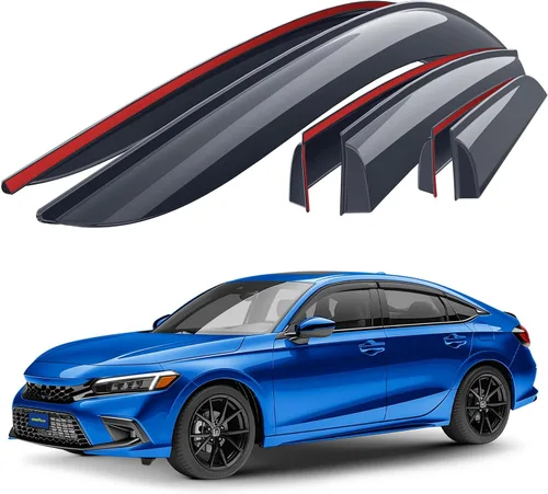 Goodyear Deflectores de ventana inastillables para Honda Civic 2022-2026 Sedán, protectores de lluvia con cinta, viseras de ventana, visera