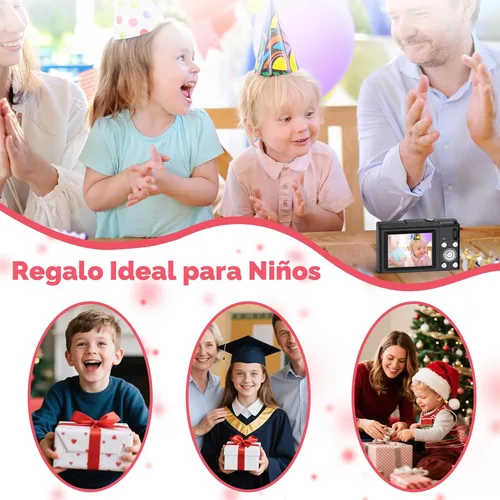 Miniatura 5 de Cámara digital, FHD 4K Cámara digital de apuntar y disparar con zoom de 16X antivibración, cámara pequeña compacta de 48 MP con tarjeta de 32 GB