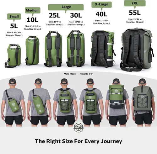 Miniatura 7 de STOVER 5/10/25/30/40/55L Waterproof Dry Bag- Roll-Top Backpack w/Phone Case- Kayaking, Hiking, Camping, Boating- Men/Women 10L morado