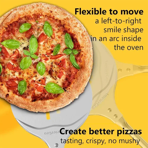 Miniatura 7 de Pizza Peel & Turner, espátula para pizza de 9 pulgadas con mango extensible (26-36 pulgadas de longitud)