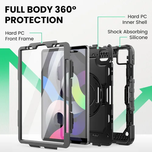 Miniatura 5 de SEYMAC Funda para iPad Air de 5ª/4ª generación de 10.9 pulgadas, Funda Protectora de Cuerpo Completo Resistente a Golpes con Protector de Pantalla