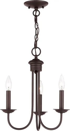 Miniatura 15 de Livex Lighting 42683-04 - Lámpara de araña de acero con 3 luces para decoración del hogar, 1 lámpara de techo negra, perfecta para decoración