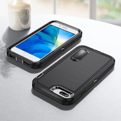 Miniatura 9 de IDweel Funda para iPhone 8 Plus/7 Plus/6S Plus/6 Plus con soporte, protección resistente, a prueba de golpes, arañazos, ajuste delgado, negro