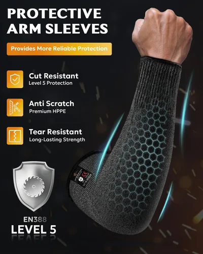 Miniatura 2 de Evridwear Mangas protectoras para brazos resistentes a los cortes, mangas de agricultores para hombres para trabajo, jardinería, agricultura, Negro