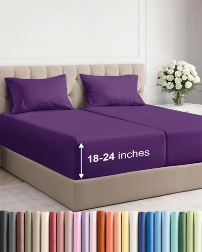 Miniatura 35 de Sábanas King divididas con bolsillos extra profundos, sábanas transpirables y refrescantes de 5 piezas, sábanas de lujo para hotel, suaves, sin 22