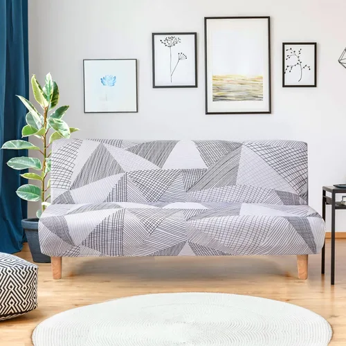Miniatura 34 de LiveGo Fundas para futón sin brazos, funda elástica plegable para sofá cama con parte inferior elástica, funda de sofá ajustable estampada, Negro