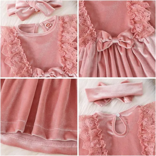 Miniatura 48 de IDOPIP Vestido tutú de terciopelo para niñas pequeñas, vestido de manga larga para princesa, Navidad, cumpleaños, fiesta, boda, vestidos de otoño e
