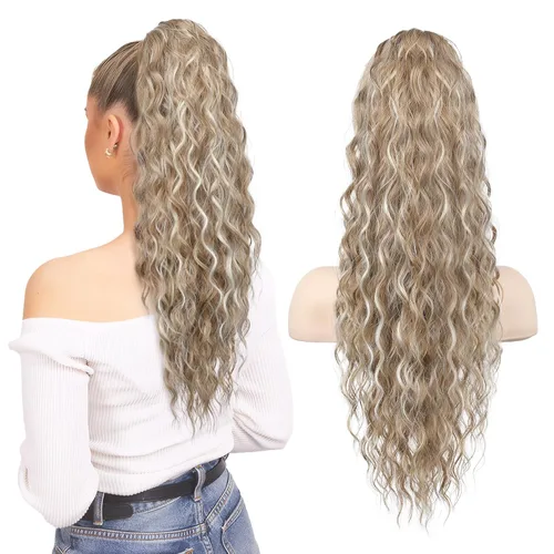 Miniatura 13 de SEIKEA 10" Extensión de Cola de Caballo Corta con Destacado de Garra, PT001 Ella Cabello Ondulado y Rizado Grueso, Clip de Mandíbula
