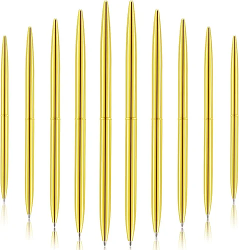 Outus Juego de 30 bolígrafos dorados, delgados, metálicos, retráctiles, ligeros, de 0.039 in, punta media para bodas, libros, regalos, negocios,