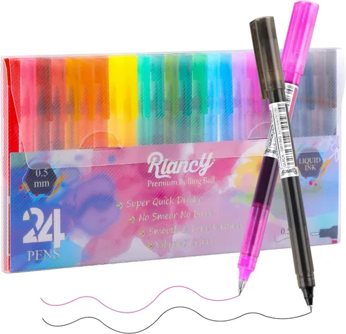 Miniatura 18 de Bolígrafos de Gel de Punta Fina Negra 12Pcs 0.5mm Bolígrafos de Gel de Bola de Tinta Líquida Negra Sin Manchas Sin Correr, Bolígrafo de Escritura