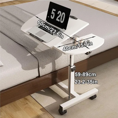 Miniatura 2 de Mesa auxiliar pequeña, mesa auxiliar para sala de estar, mesa auxiliar de ángulo ajustable, rotación de 360° con ruedas, mesa auxiliar móvil, fácil