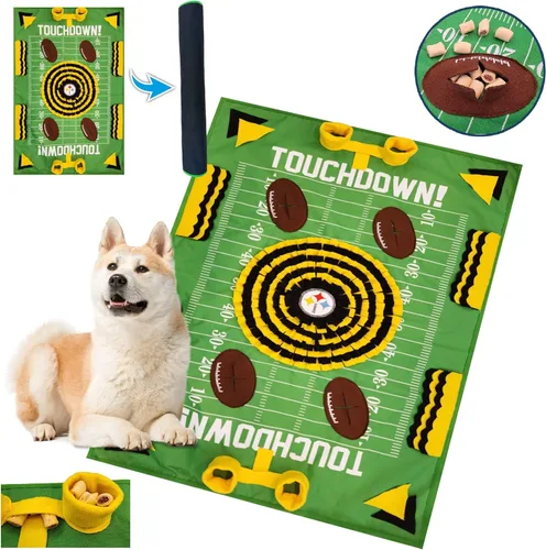 NFL Pittsburgh Steelers - Tapete de olfato para perros, comedero lento interactivo para mascotas, diseño de campo de fútbol, juguete de rompecabezas