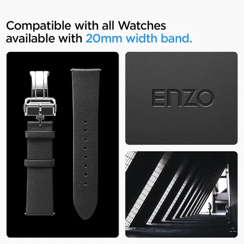 Miniatura 2 de Spigen - Correa de piel auténtica compatible con MoonSwatch, Galaxy Watch de 0.787 in Folding Buckle Clasp, Quick Release Fits Omega x Swatch