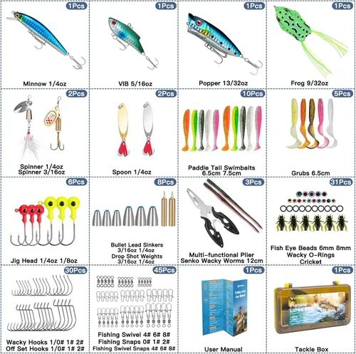 Miniatura 3 de WITOROR Fishing Lures, Tackle Box with Tackle Included, Crankbaits, Spoon, Hooks, Weights & Other Accessories, Fishing Bait Lure Gear Kit Gifts for