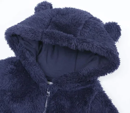 Miniatura 2 de Mono de bebé recién nacido con capucha de forro polar de manga larga