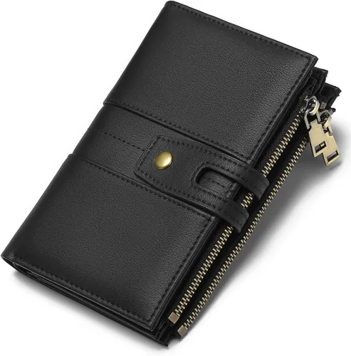 Miniatura 8 de GAEKEAO - Cartera pequeña para mujer de cuero con bloqueo RFID, cartera de tres cuerpos, tarjetero para tarjetas de crédito, tarjetero con ventana