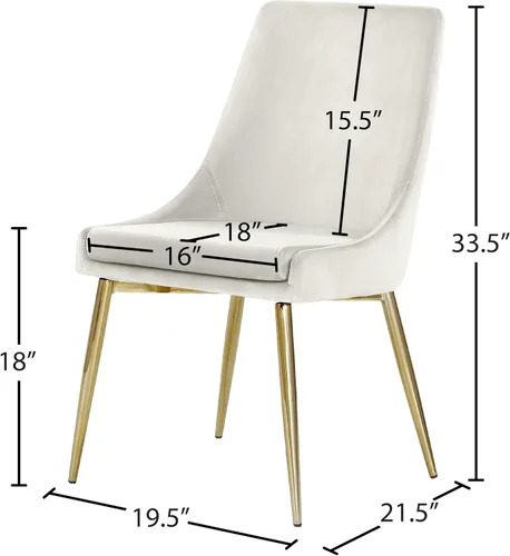 Miniatura 3 de Meridian Furniture Karina Collection Modern - Silla de comedor contemporánea tapizada de terciopelo con patas de metal resistentes.