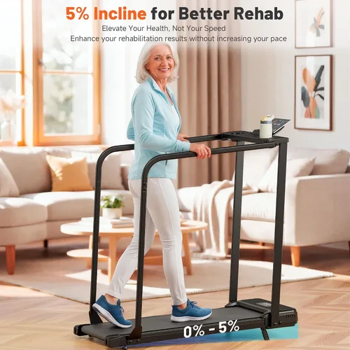 Miniatura 4 de Walking Pad Treadmill for Seniors with Handrails - Treadmills with Incline for Seniors at Home, Recovery Walking Machine with Remote Control, LED
