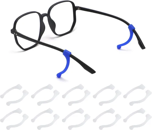 Miniatura 11 de Retenedor antideslizante para gafas, gancho para las orejas, retenedores de seguridad para gafas, funciona con patillas de 0.19 a 0.39 pulgadas, 10