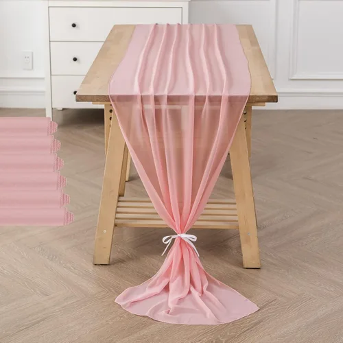 Miniatura 42 de Paquete de 2 caminos de mesa de gasa de 10 pies de 29 x 120 pulgadas, camino de mesa romántico transparente para boda, fiesta de cumpleaños