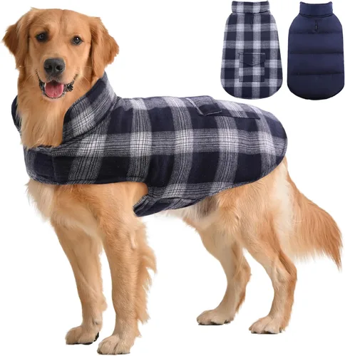 Miniatura 8 de Kuoser - Abrigo de invierno para perro, chaqueta reversible, abrigo cálido de estilo británico, de clima frío, ropa resistente al viento, chaleco