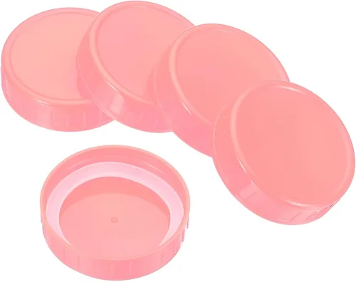 Miniatura 6 de PATIKIL Tapas de plástico de boca regular para tarros de 2.77 pulgadas, 1 juego/8 tapas para tarros de conservas con anillo de sellado de silicona