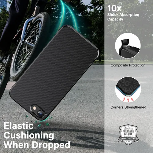 Miniatura 3 de ONES Funda delgada para iPhone SE3 SE2 SE / 8/7, patrón de fibra de carbono, funda protectora a prueba de golpes con diseño minimalista y prevención