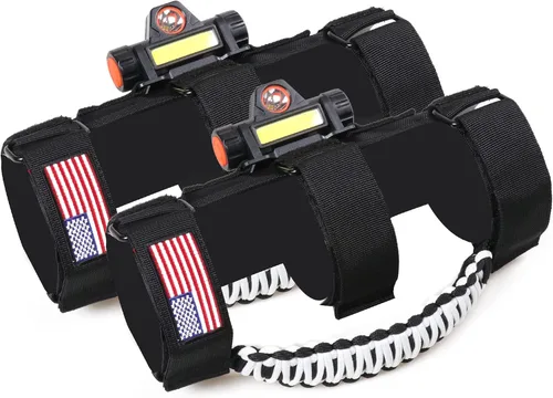 Asas de agarre para barra estabilizadora con luz de techo para 1945-2025 Jeep Wrangler CJ YJ TJ JK JL Gladiator JT UTV Polaris RZR 2.0”-4.0” jaula 2