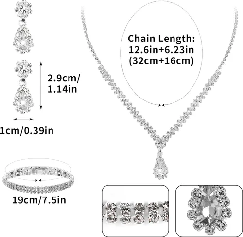 Miniatura 4 de Yolev Bridal Wedding Jewelry Set for Wedding Simple Teardrop Dangle Crystal Prom Women's Bridesmaid Jewelry Set for Wedding Party