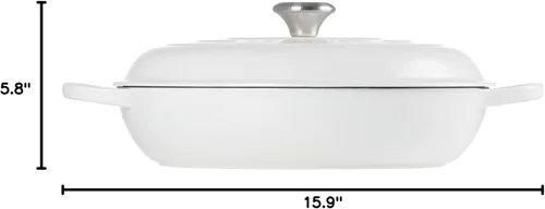 Miniatura 5 de Le Creuset Signature Cacerola de hierro fundido esmaltado, 5 cuartos de galón, color blanco